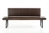 35" Brown Leatherette and Metal Dining Bench