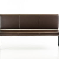 35" Brown Leatherette and Metal Dining Bench