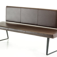 35" Brown Leatherette and Metal Dining Bench