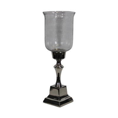 Stunning Hammered Glass Candle Holder - Silver
