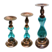 Incredible 3pc Glass Candle Holder