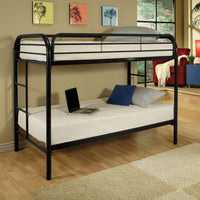 78" X 41" X 60" Twin Over Twin Black Metal Tube Bunk Bed