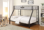 83" X 63" X 65" Full Xl Over Queen Black Sand Metal Bunk Bed