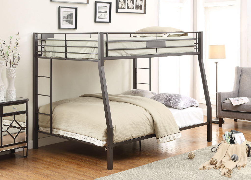 83" X 63" X 65" Full Xl Over Queen Black Sand Metal Bunk Bed