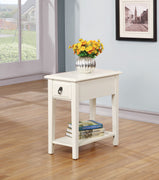 12" X 22" X 23" White Rubber Wood Side Table