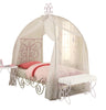 85" X 56" X 88" Full White And Light Purple Metal Tube Bed With Canopy