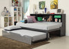 79" X 50" X 39" Twin  Black And Silver Metal Tube Bed With Bookcase And Trundle