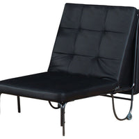 75" X 28" X 11" Silver And Black Metal Tube Futon Adjustable Chair