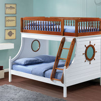 80" X 58" X 69" Twin Over Full Oak And White Bunk Bed
