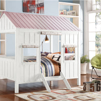 84" X 59" X 77" White And Pink Cottage Full Bed
