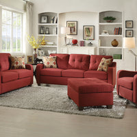 84" X 31" X 35" Red Linen Sofa With 2 Pillows