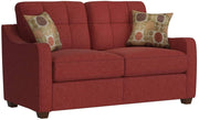 59" X 31" X 35" Red Linen Loveseat With 2 Pillows