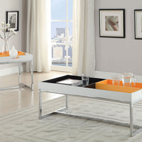 End Table, White &amp; Chrome - Metal Tube, High Density White &amp; Chrome