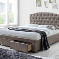 88" X 79" X 41" Mink Fabric King Bed With Storage
