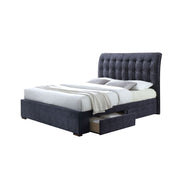87" X 83" X 47" Dark Gray Fabric King Bed With Storage