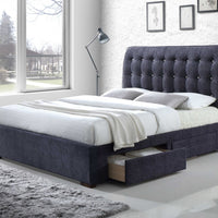 87" X 67" X 47" Dark Gray Fabric Queen Bed With Storage