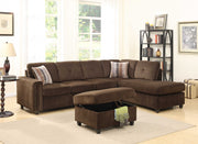 79" X 33" X 36" Chocolate Velvet Reversible Sectional Sofa With Pillows