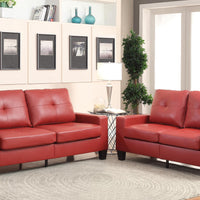 71" Red Pu Platinum  Sofa And Loveseat