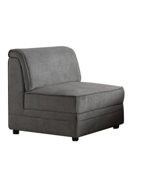30" X 34" X 33" Gray Velvet Reversible Armless Chair