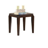 Faceted Corner Walnut Square End Table