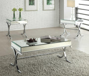 42" X 21" X 19" Mirrored Top And Chrome Coffee Table