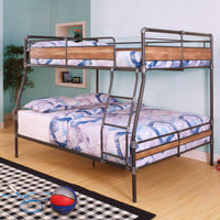 83" X 65" X 68" Full Xl Over Queen Sandy Black And Silver Metal Bunk Bed
