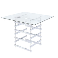 42" X 42" X 36" Clear Glass And Chrome Counter Height Table