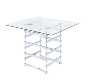 42" X 42" X 36" Clear Glass And Chrome Counter Height Table