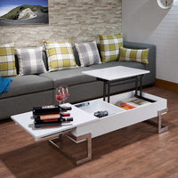 47" X 20" X 14-24" Black And Chrome Particle Board Coffee Table