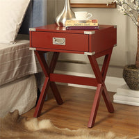 18" X 16" X 24" Red Solid Wood Leg End Table