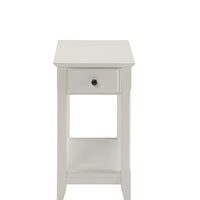 13" X 22" X 23" White Wood Veneer Side Table