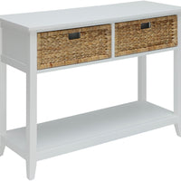 44" X 16" X 28" White Solid Wood Leg Console Table