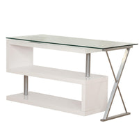 55" X 47" X 30" Clear Glass And White Office Desk