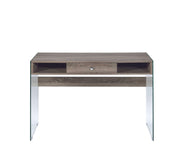 42" X 19" X 30" Clear Glass And Gray Oak Desk