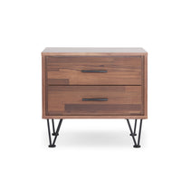 2 Walnut Wooden Drawer Nightstand