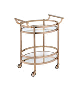 27" X 19" X 34" Clear Glass And Gold Serving Cart