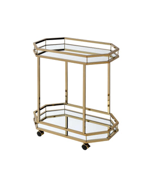 27.6" X 16.6" X 31.5" Mirror And Champagne Serving Cart