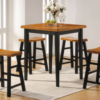 36" X 36" X 36" 5pc Oak & Black Rubber Wood Counter Height Set