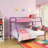 78" X 54" X 60" Twin Over Full Purple Metal Tube Bunk Bed