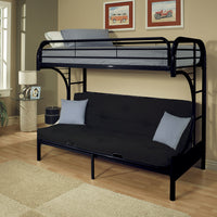 78" X 41" X 65" Twin Over Full Black Metal Tube Futon Bunk Bed