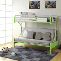 78" X 41" X 65" Twin Over Full Green Metal Tube Futon Bunk Bed