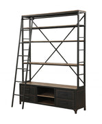 64" X 29" X 83" Sandy Gray Metal Tube Bookcase With Ladder