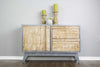 42.5" X 13.75" X 27.5" Gray with Distressed Wood MDF Wood Sideboard with a Door and Drawers
