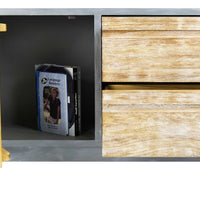 42.5" X 13.75" X 27.5" Gray with Distressed Wood MDF Wood Sideboard with a Door and Drawers
