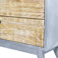 42.5" X 13.75" X 27.5" Gray with Distressed Wood MDF Wood Sideboard with a Door and Drawers