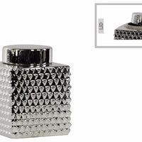 Short Square Canister Round Lid Polygonal Design, Small-Silver