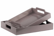 Wood Rectangular Serving Tray with Cutout Handles Set of 2 - Gray