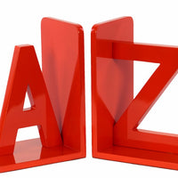 Wood Alphabet Sculpture "AZ" Bookend Assortment of 2 - Red