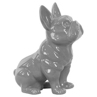 Striking Sitting French Bulldog Figurine with Pricked Ears- Gray
