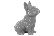 Striking Sitting French Bulldog Figurine with Pricked Ears- Gray
